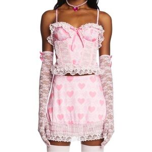 Sugar Thrillz LOTS OF LOVE BUSTIER AND GLOVES SET